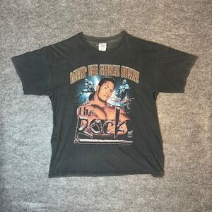 Vintage The Rock TNT WWF Layin The Smack Down T Shirt Large Black 1999 Wrestling